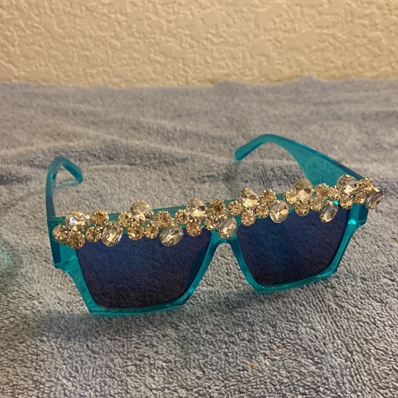 Blue Oversized Square Diamond Rhinestone S003 - Picture 2 of 7